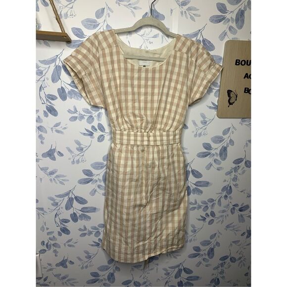 Anthropologie HD in Paris Plaid Poplin Bow Checked Dress 0 - Picture 3 of 7